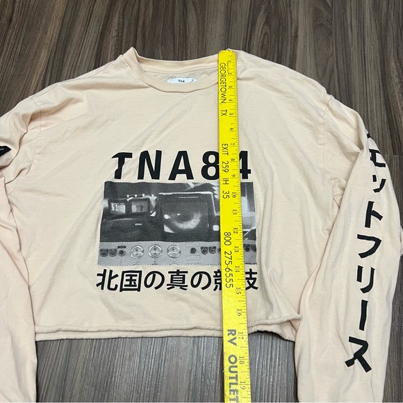 TNA women sz S Japan long sleeve crop top long sleeve cream - Picture 3 of 8